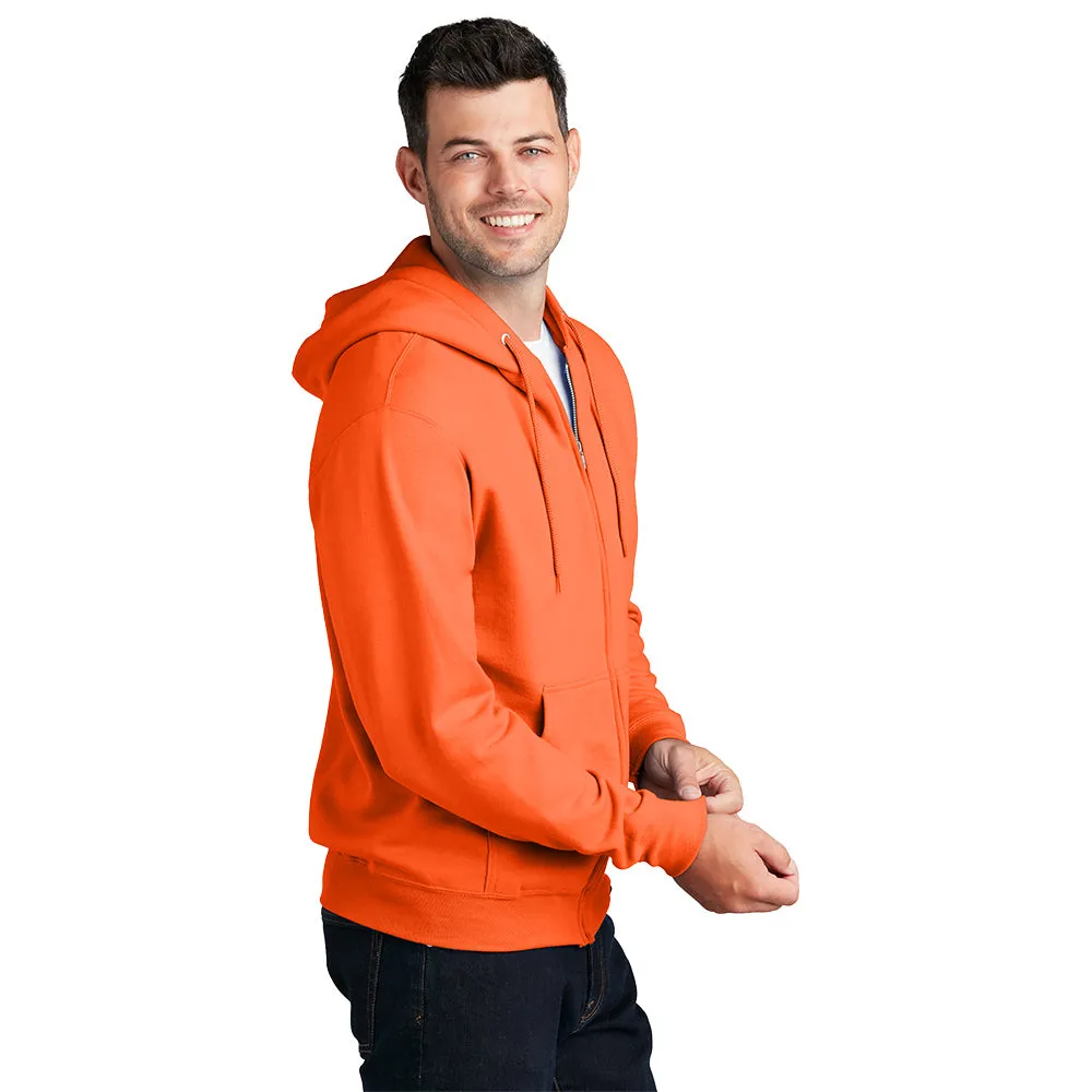 Port & Company® Core Fleece Full-Zip Hooded Sweatshirt - Neon Orange