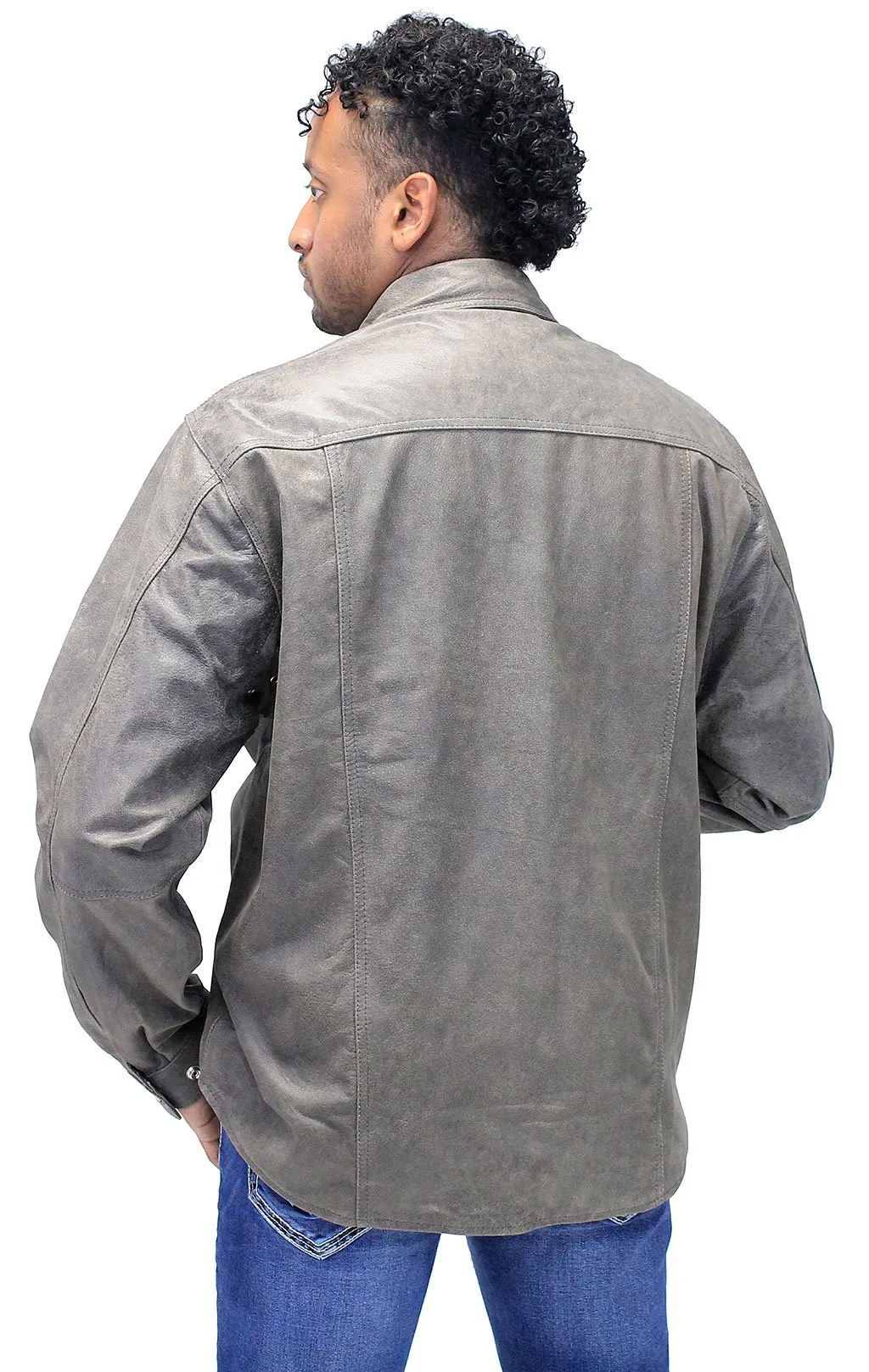 Rich Brown Leather Shirt - Jean Style #MS9011N ()