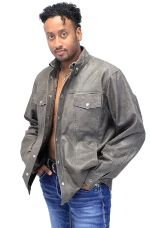 Rich Brown Leather Shirt - Jean Style #MS9011N ()