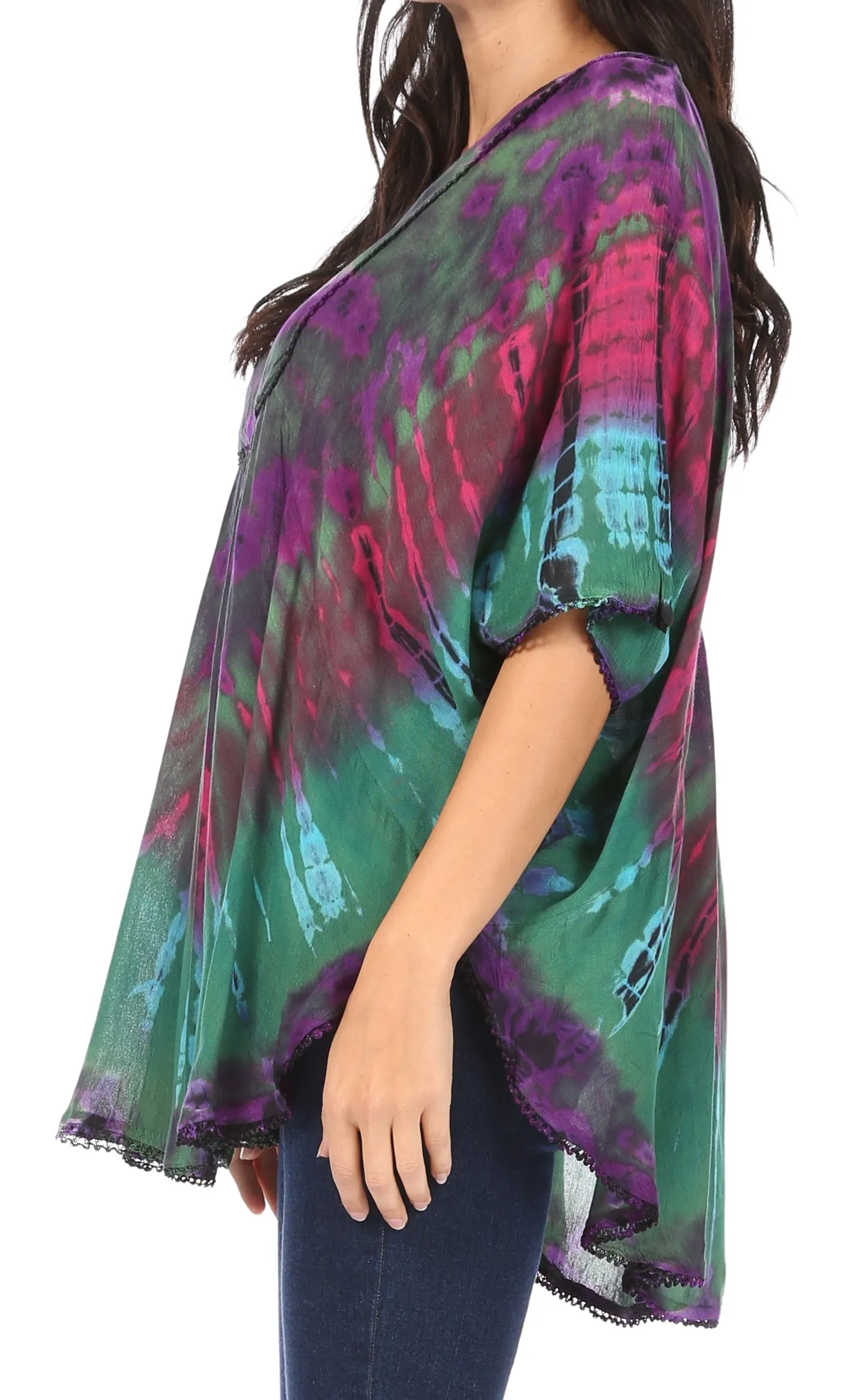 Sakkas Sunia Tie Dye Caftan Sleeve Blouse | Cover Up