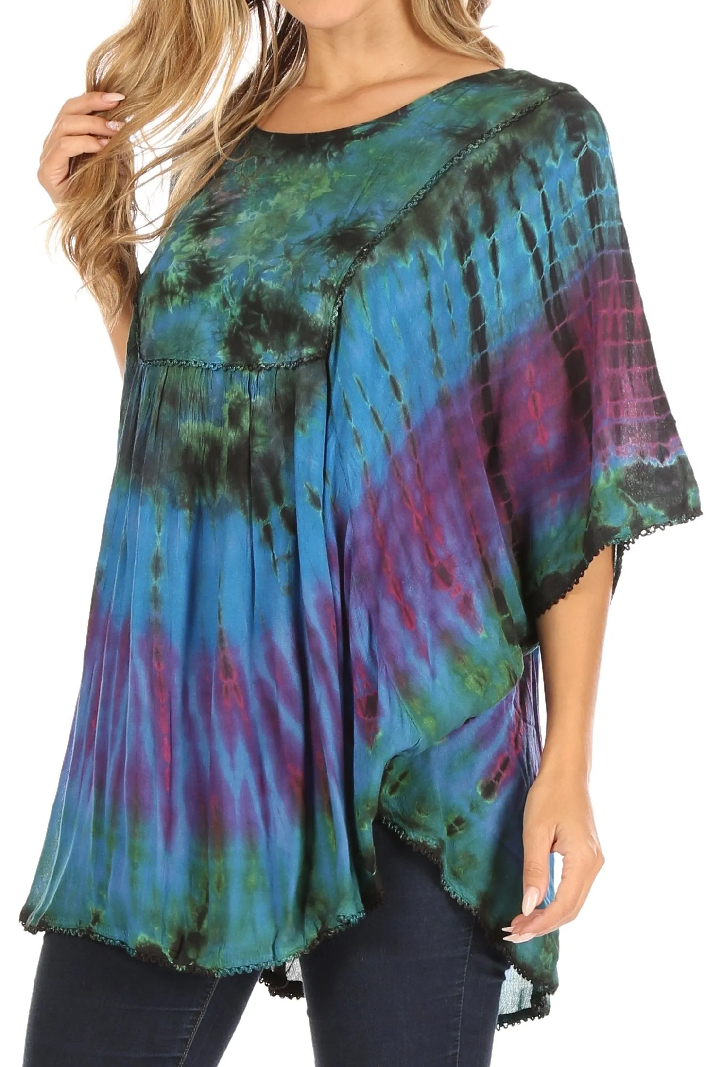 Sakkas Sunia Tie Dye Caftan Sleeve Blouse | Cover Up