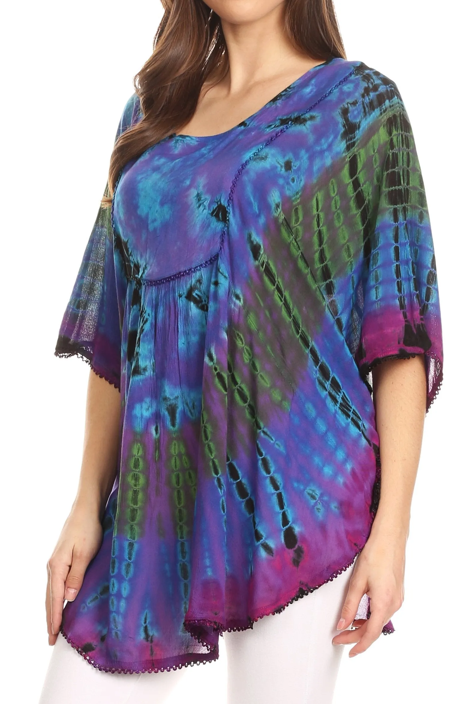 Sakkas Sunia Tie Dye Caftan Sleeve Blouse | Cover Up