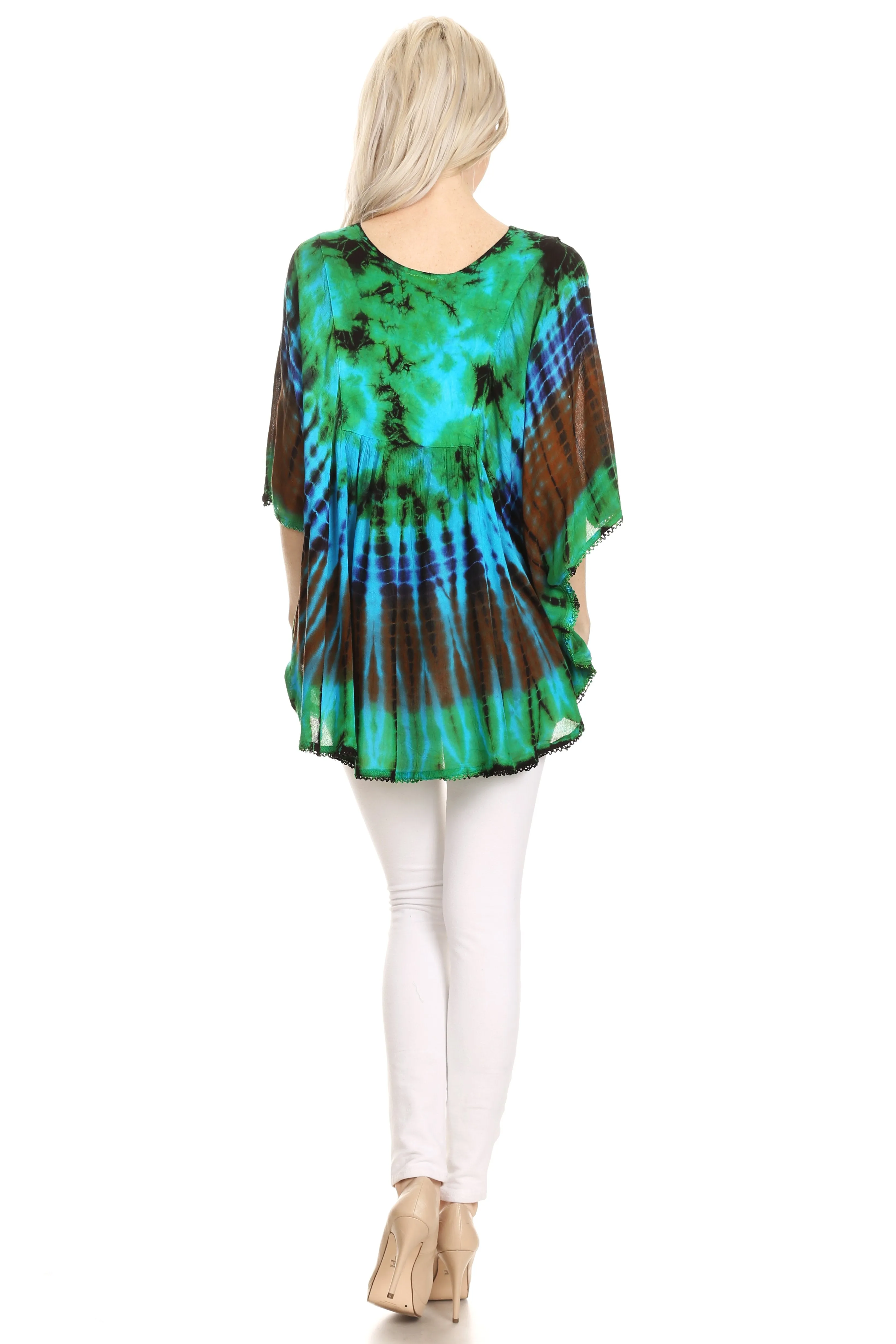 Sakkas Sunia Tie Dye Caftan Sleeve Blouse | Cover Up