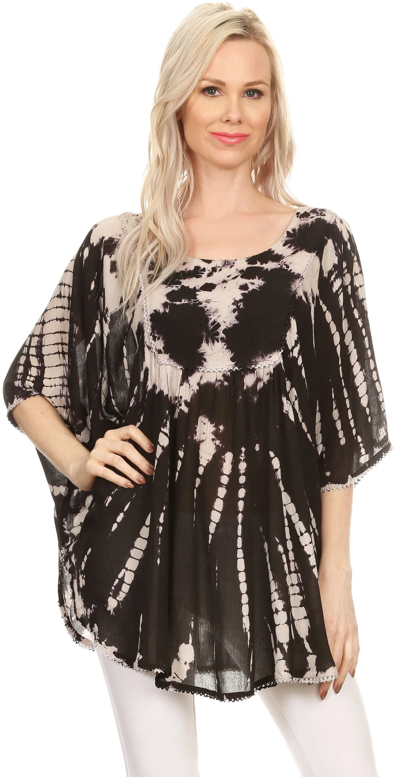 Sakkas Sunia Tie Dye Caftan Sleeve Blouse | Cover Up