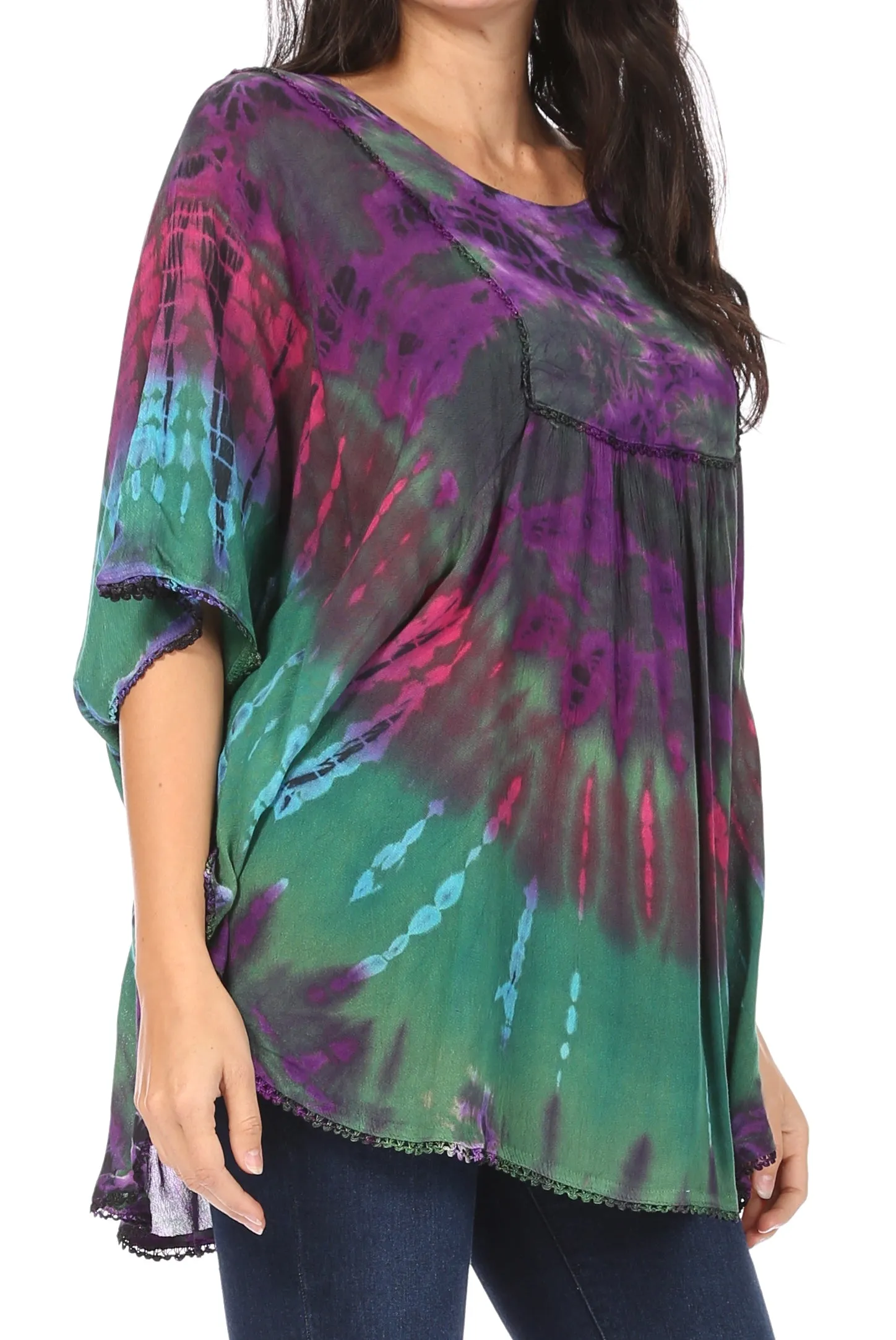 Sakkas Sunia Tie Dye Caftan Sleeve Blouse | Cover Up