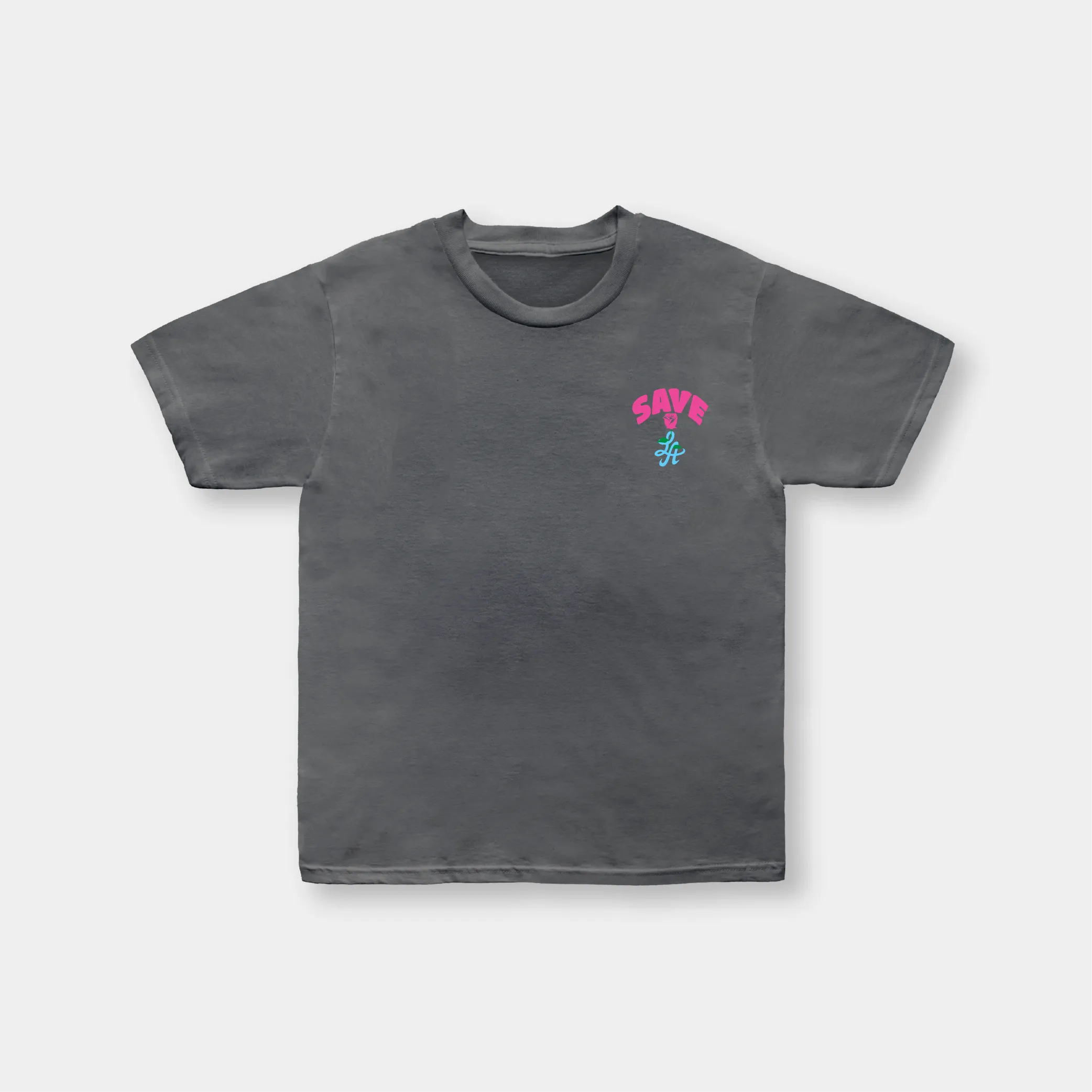 SAVE LA ROSE TEE VINTAGE BLACK (FUCHSIA /TEAL)