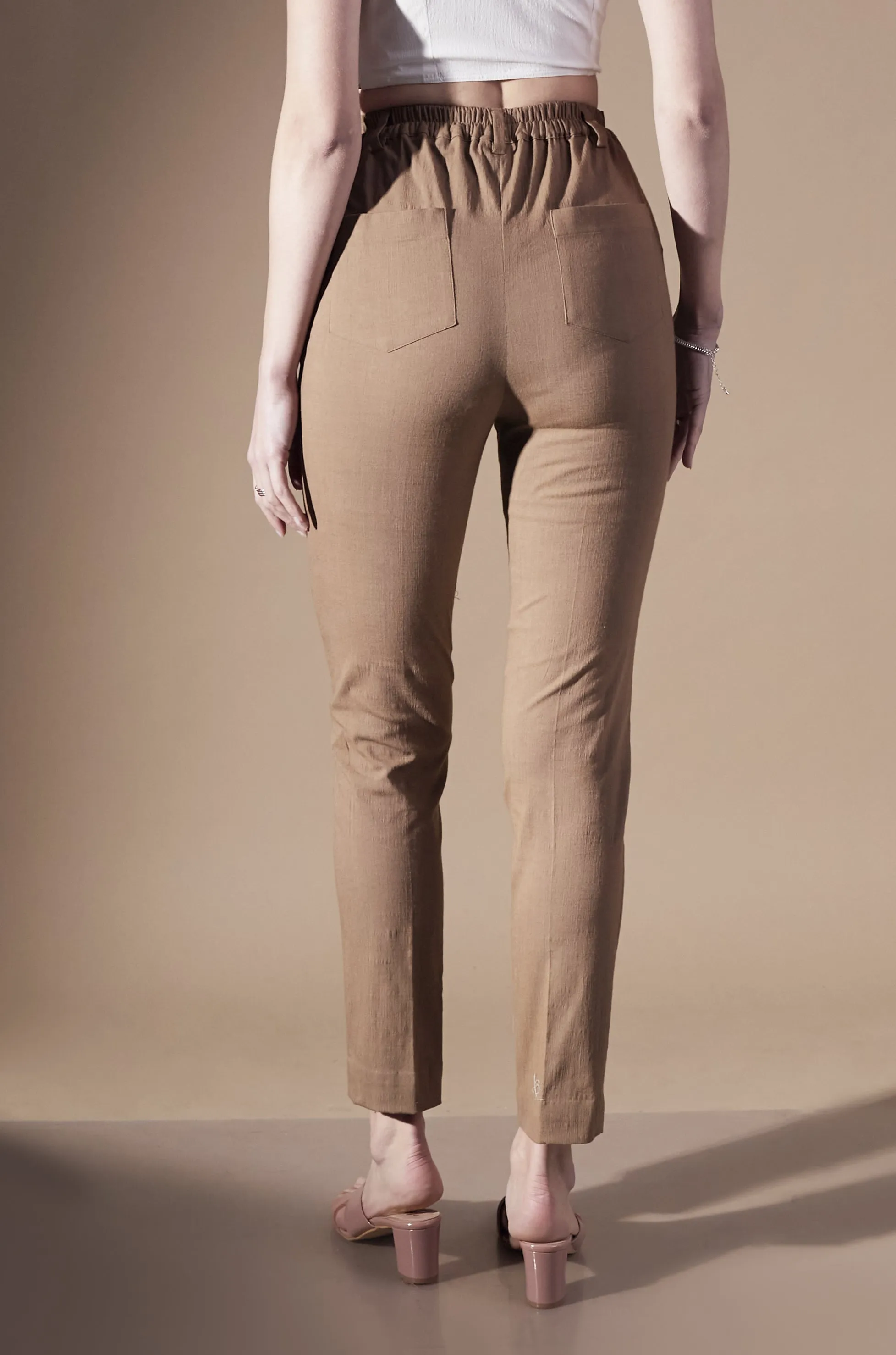 Slim fit Brown Comfortable Women's Office Pants