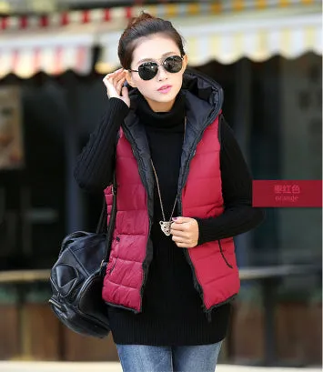 Spring 2017 Fashion Thickening Outerwear Hooded Patterns Casual Cotton Women Vest Warm Jacket Motorcycle Vest