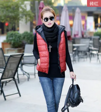 Spring 2017 Fashion Thickening Outerwear Hooded Patterns Casual Cotton Women Vest Warm Jacket Motorcycle Vest