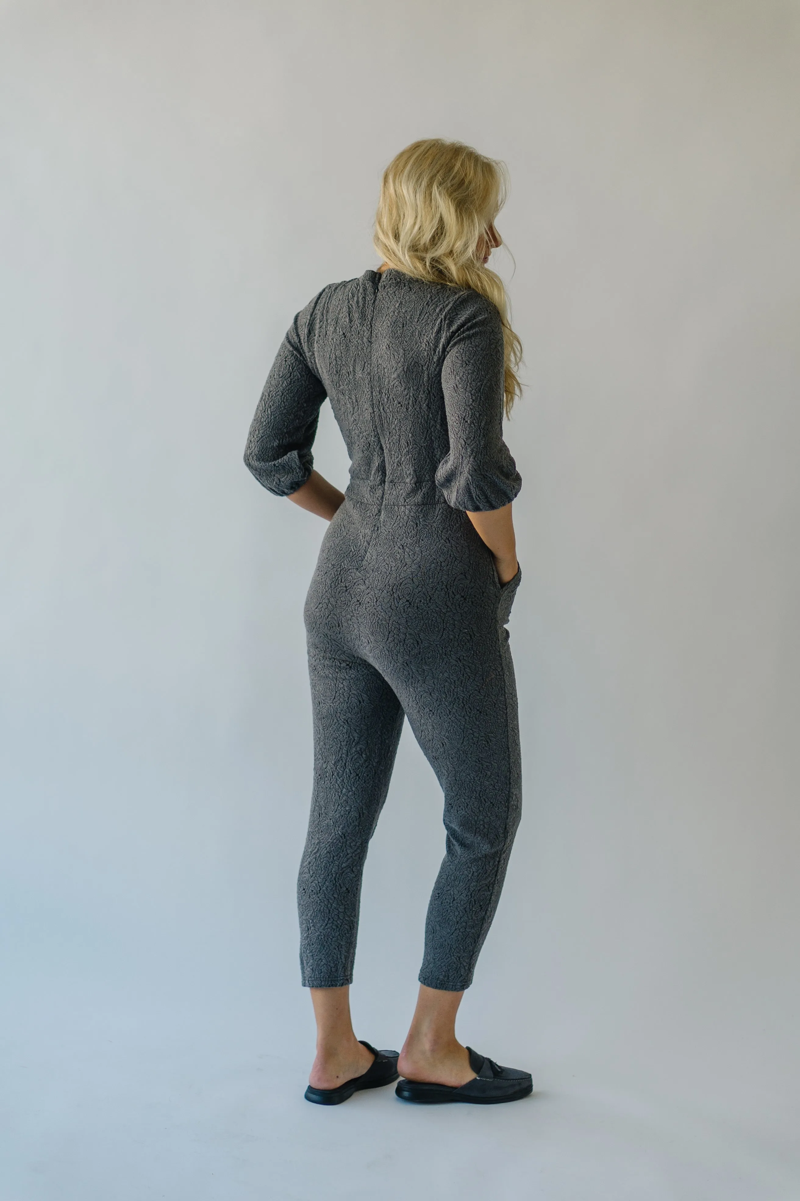 The Royston V-Neck Jumpsuit in Charcoal