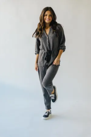 The Royston V-Neck Jumpsuit in Charcoal