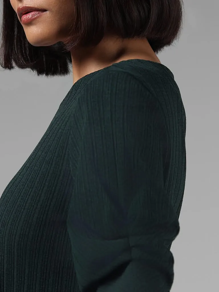 Wardrobe Deep Green Ribbed Top